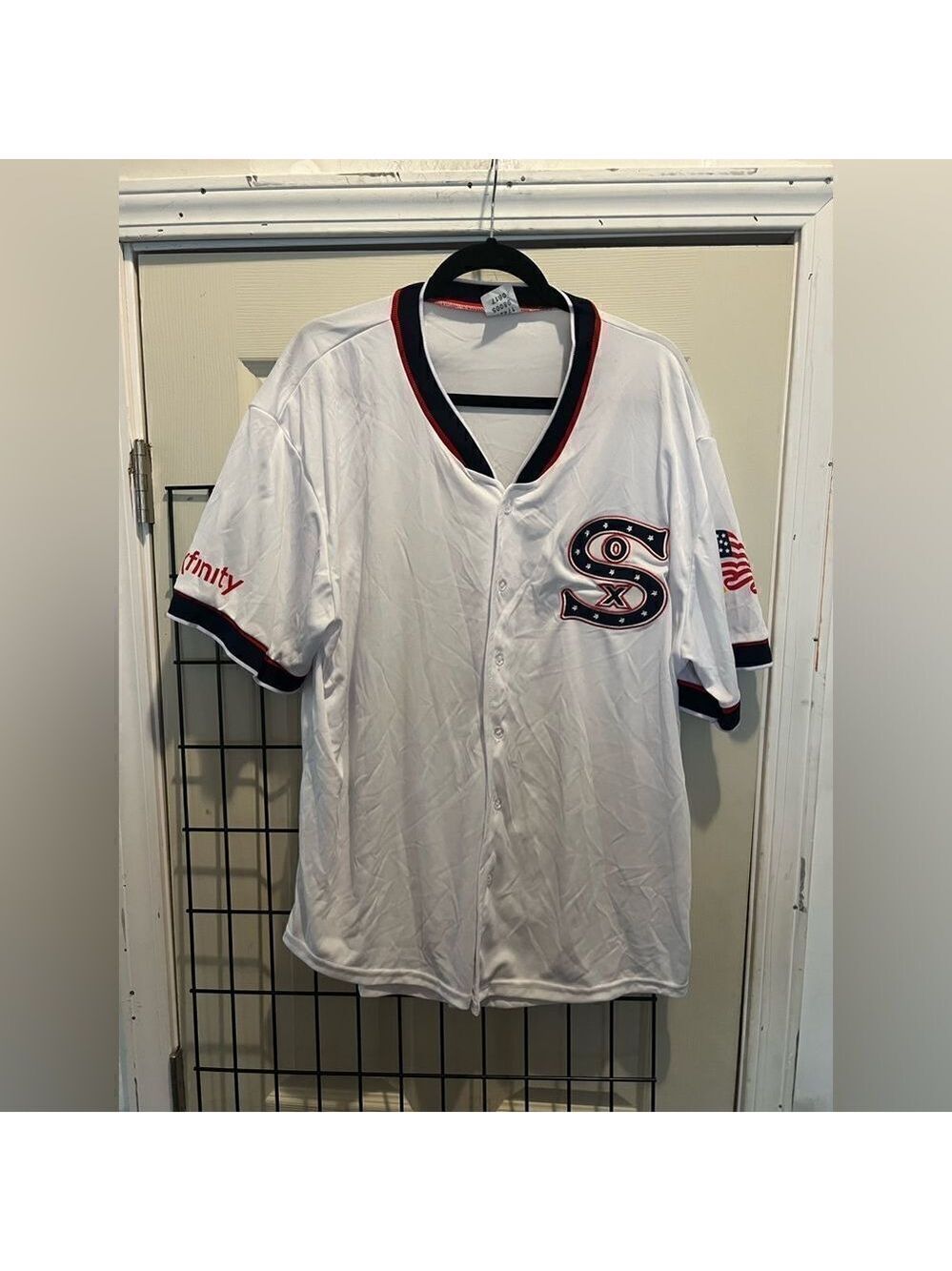 CHICAGO WHITE SOX PROMO JERSEY XFINITY & AMERICAN FLAG GRAPHICS ON SLEEVES
